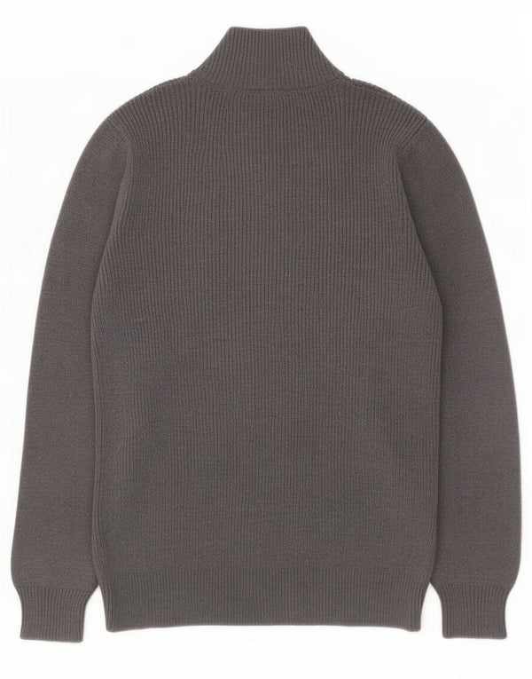 Calvin Klein Jeans Dame Zip Neck Jumper Sweater UK 18 XL Grå Bomuld