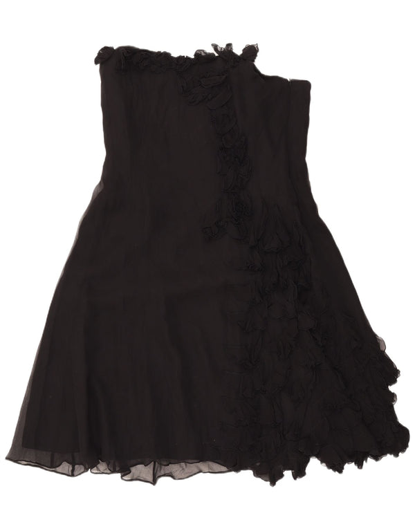 Coast Womens flæse foran stropløs kjole UK 18 XL sort silke