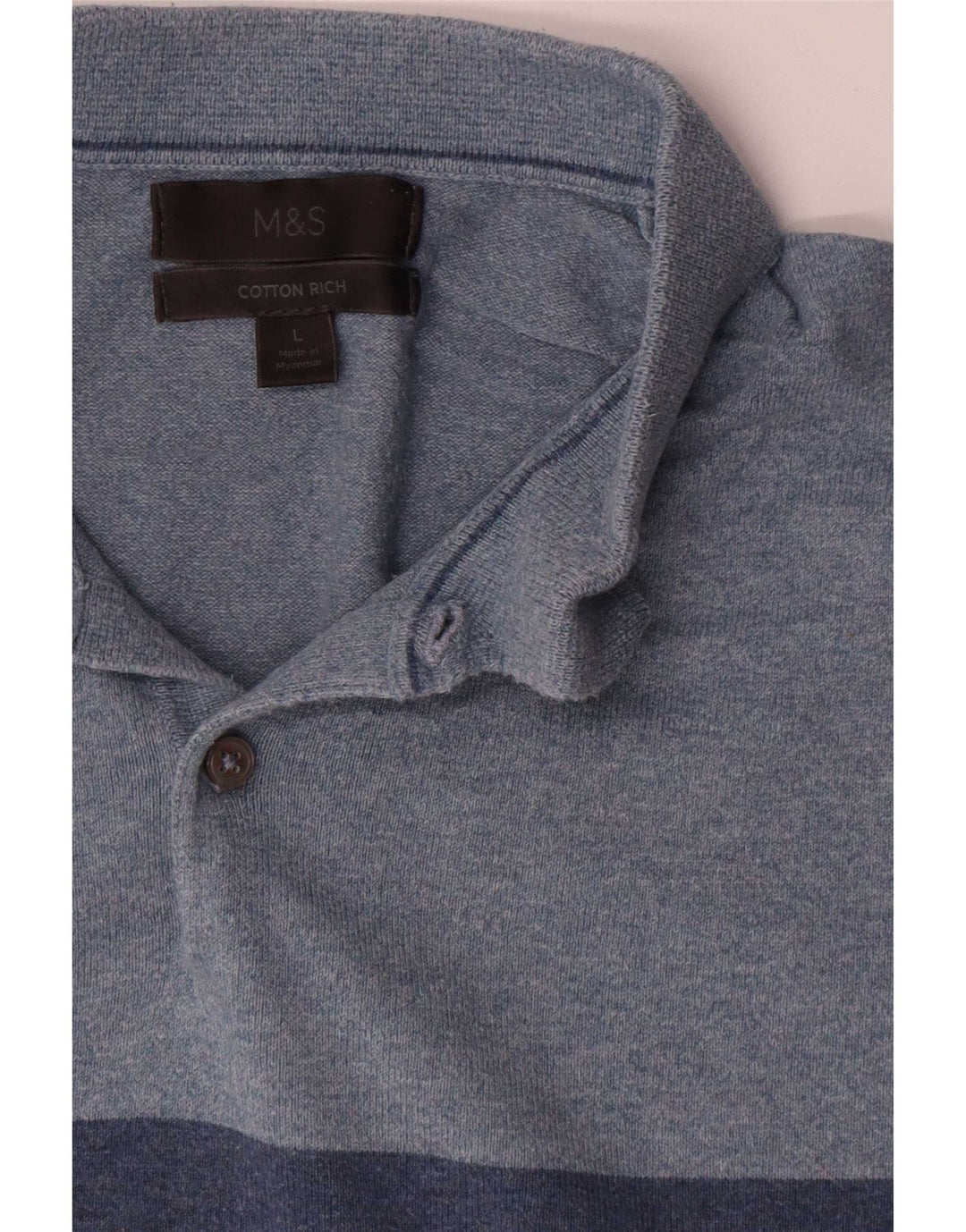 Marks & Spencer Herre Polo Neck trøje Sweater Large Blue Colourblock