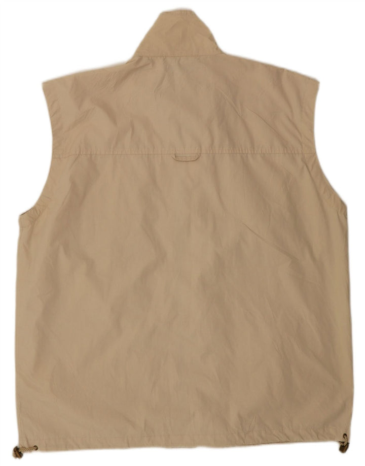 VINTAGE Herre Utility Gilet UK 40 Large Beige Polyester