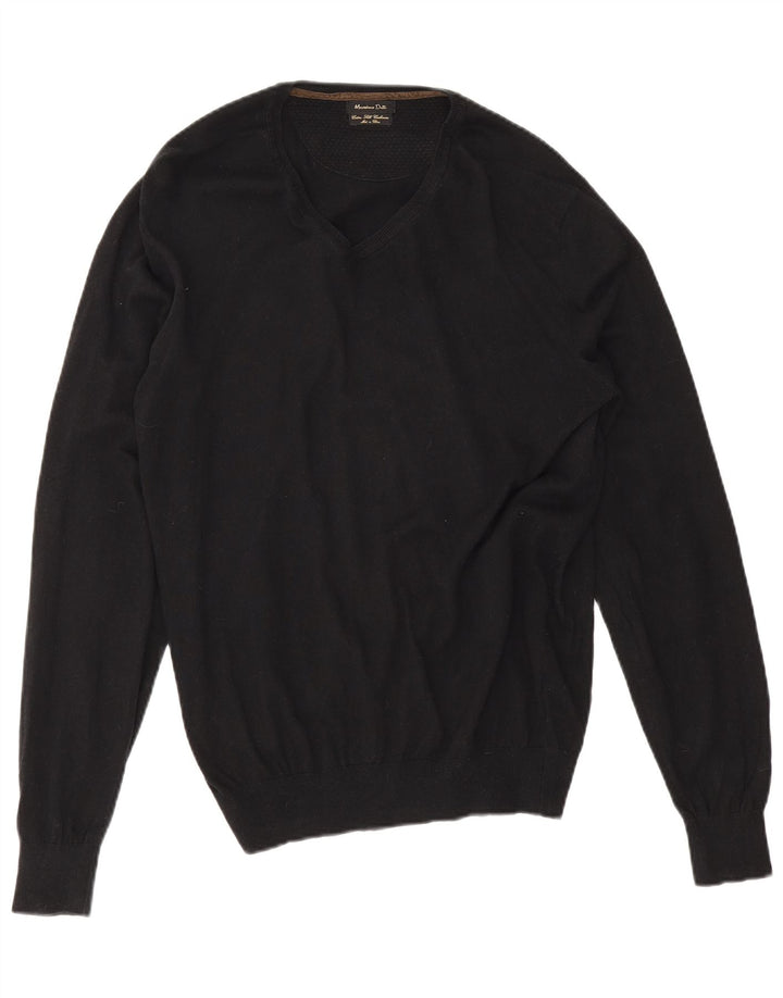 Massimo Dutti Herre V-hals sweater XL Sort Bomuld