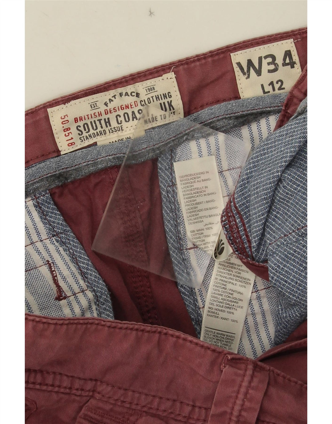 Fat Face Herre Cargo Shorts W34 Large Red Bomuld