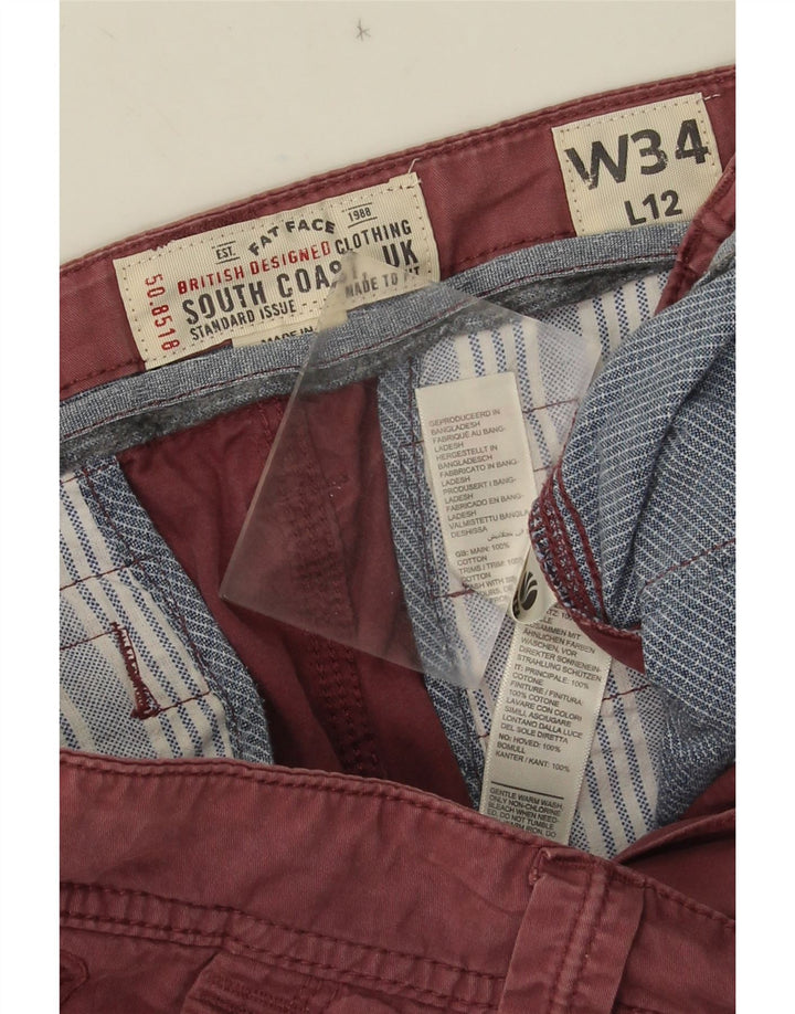Fat Face Herre Cargo Shorts W34 Large Red Bomuld