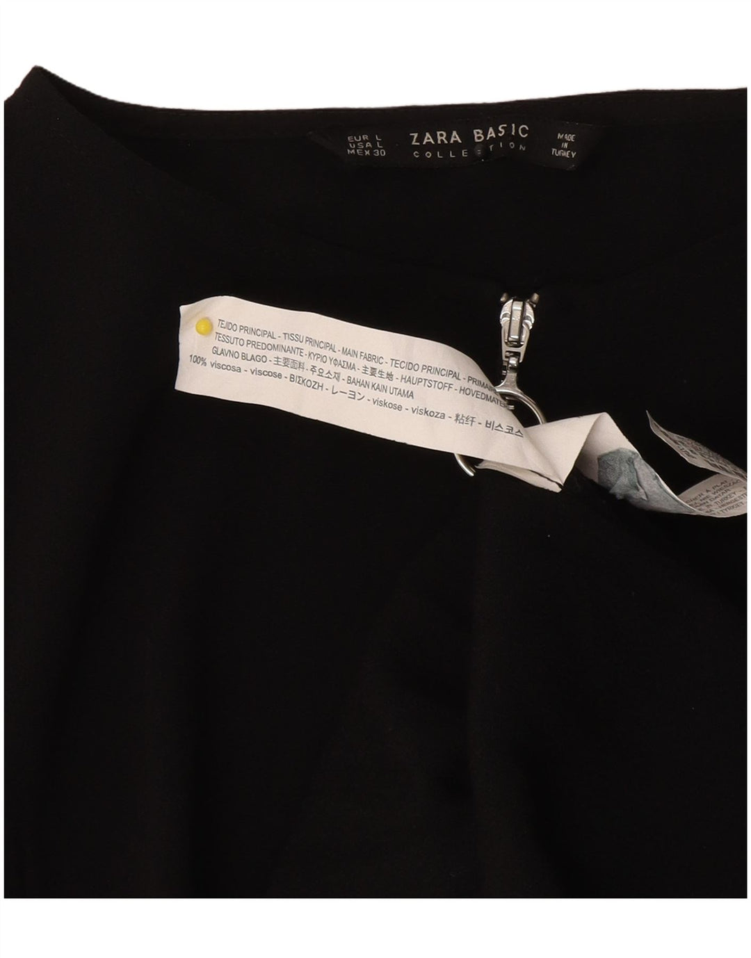 Zara Damebluse Top UK 14 Stor Sort Colourblock Viscose