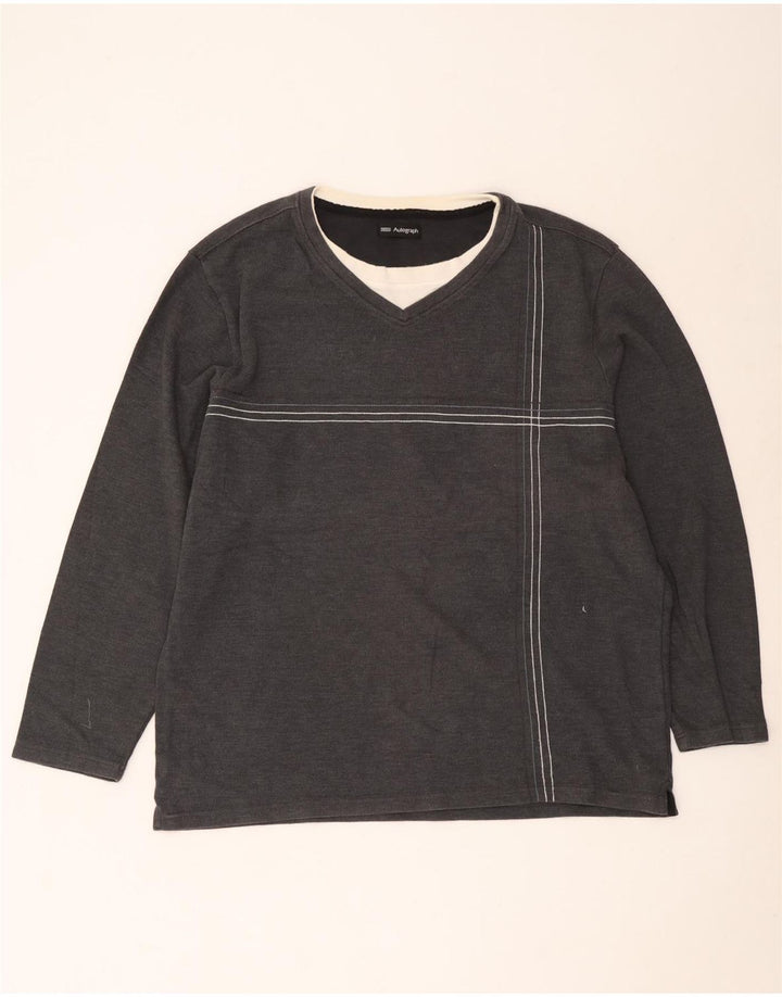 Marks & Spencer Mens Autograph Top Long Sleeve XL Grey Cotton
