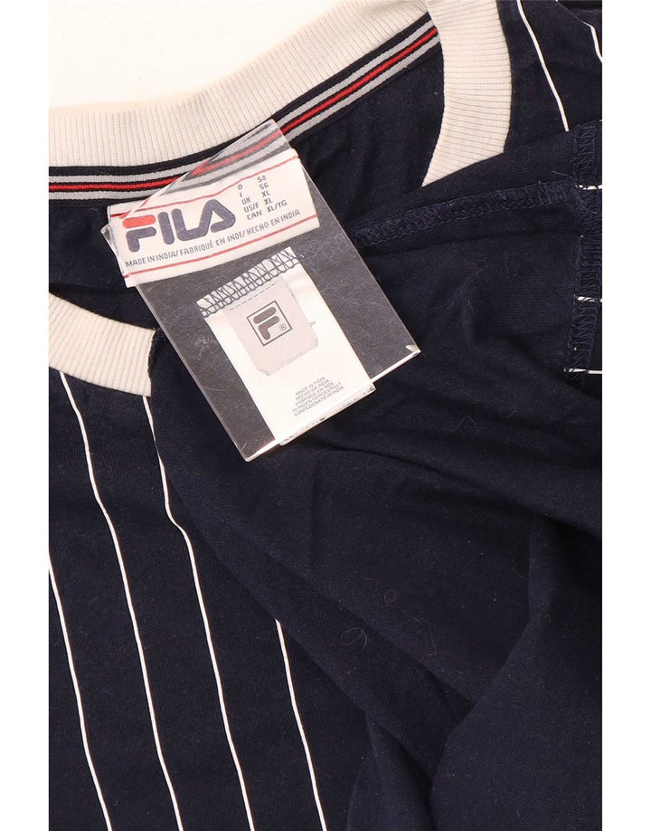 Fila T-shirt top til mænd XL marineblå stribet bomuld