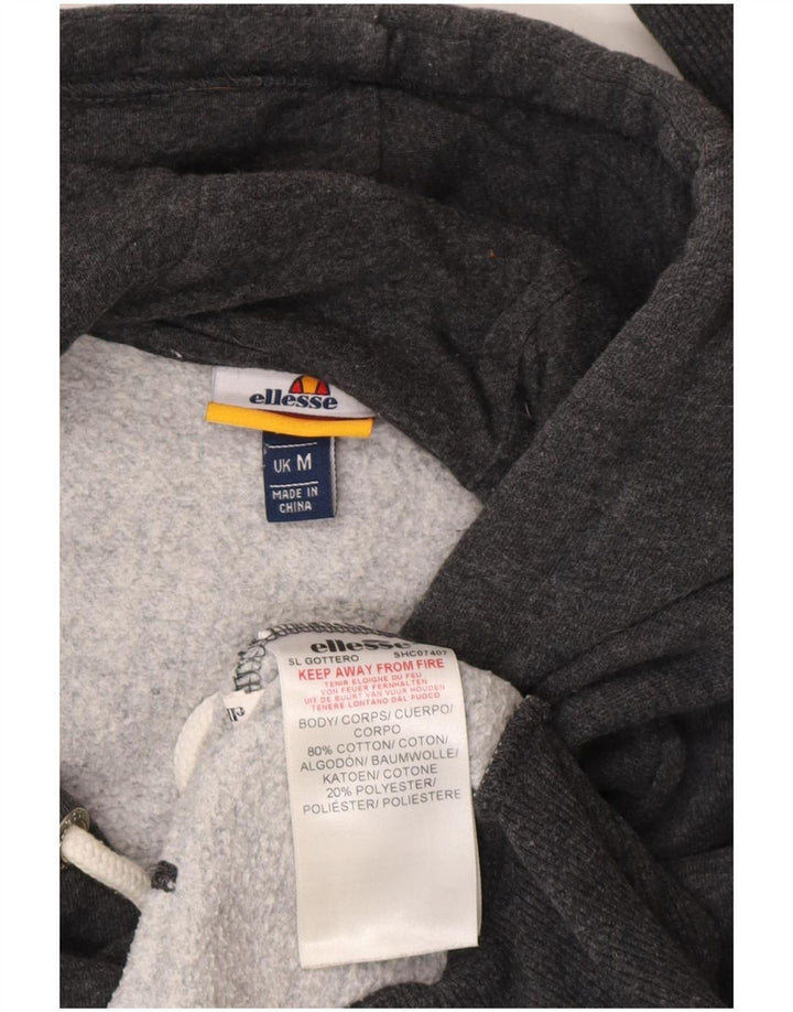 Ellesse Herre Grafisk Hoodie Jumper Medium Grå Bomuld