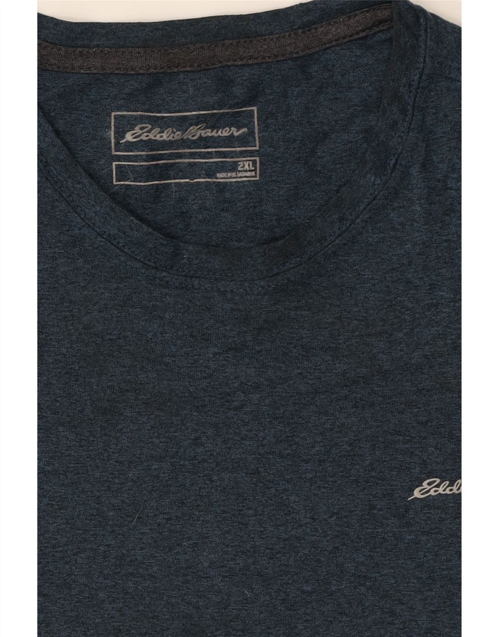 EDDIE BAUER Mens T-Shirt Top 2XL Navy Blue Polyester Vintage Eddie Bauer and Second-Hand Eddie Bauer from Messina Hembry 