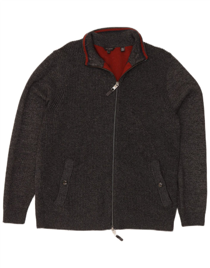 TED BAKER Herre cardigan sweater str. 4 Large Grå polyester