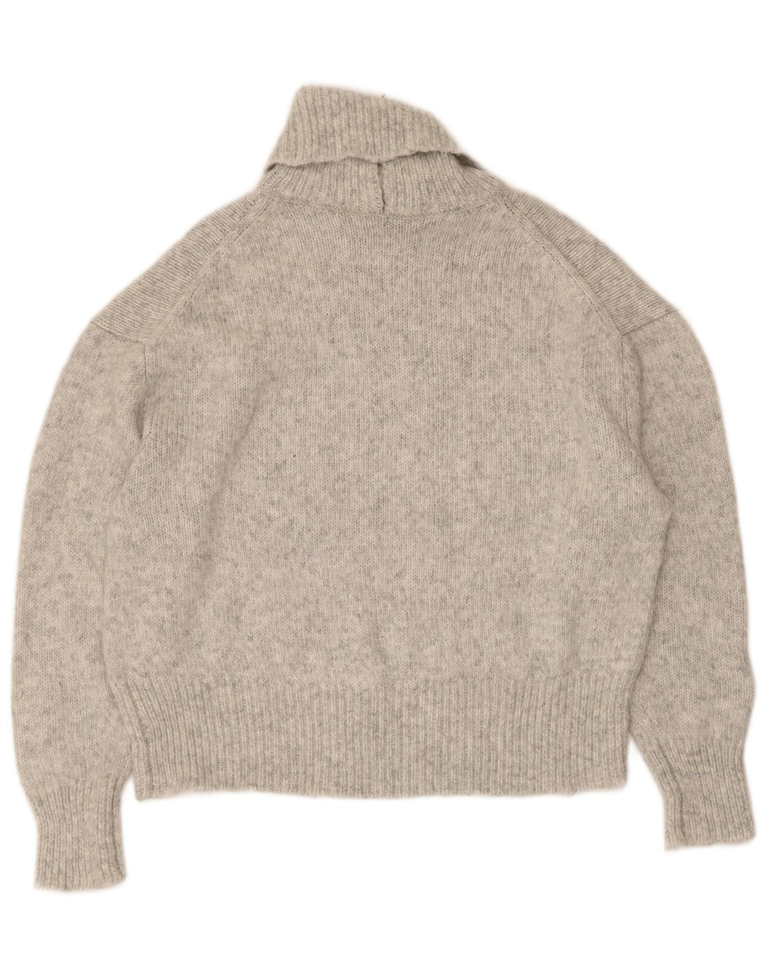 Zara Dame Oversized Roll Neck Jumper Sweater UK 10 Small Grå Akryl