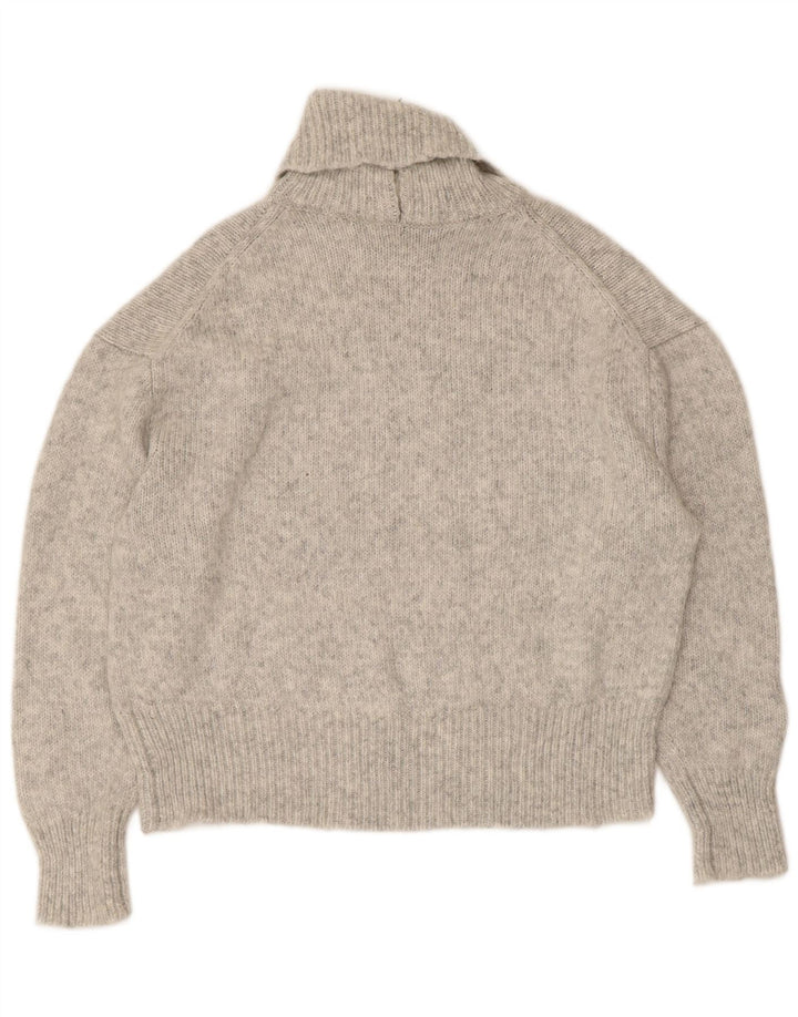 Zara Dame Oversized Roll Neck Jumper Sweater UK 10 Small Grå Akryl