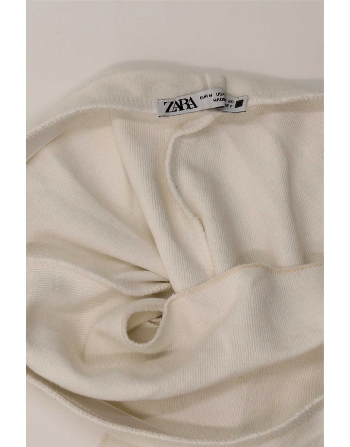 Zara Womens Cut Out Stropløs Bodycon Kjole UK 12 Medium White