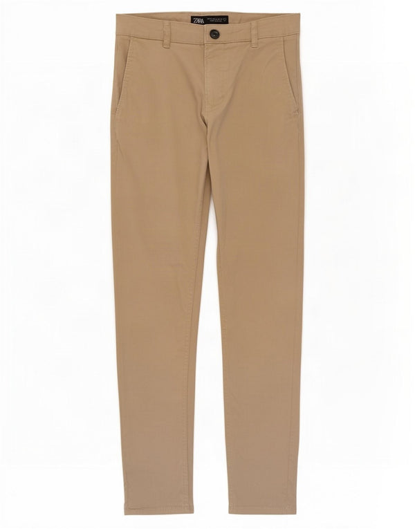Zara Herre Slim Chino Bukser EU 38 Small W30 L30 Beige