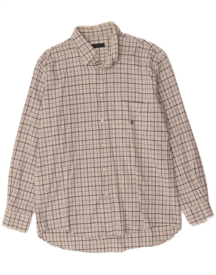 Brooksfield herreskjorte XL hvid ternet bomuld