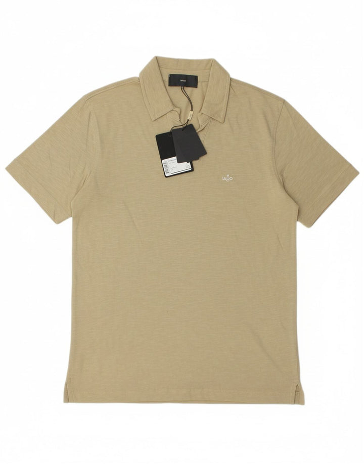 LIU JO Mens Polo Shirt Small Beige Cotton