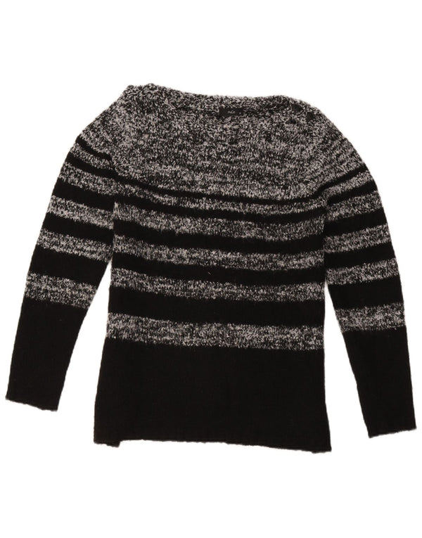 M&Co Dame Boat Neck Jumper Sweater UK 12 Medium Sort Stribet Akryl