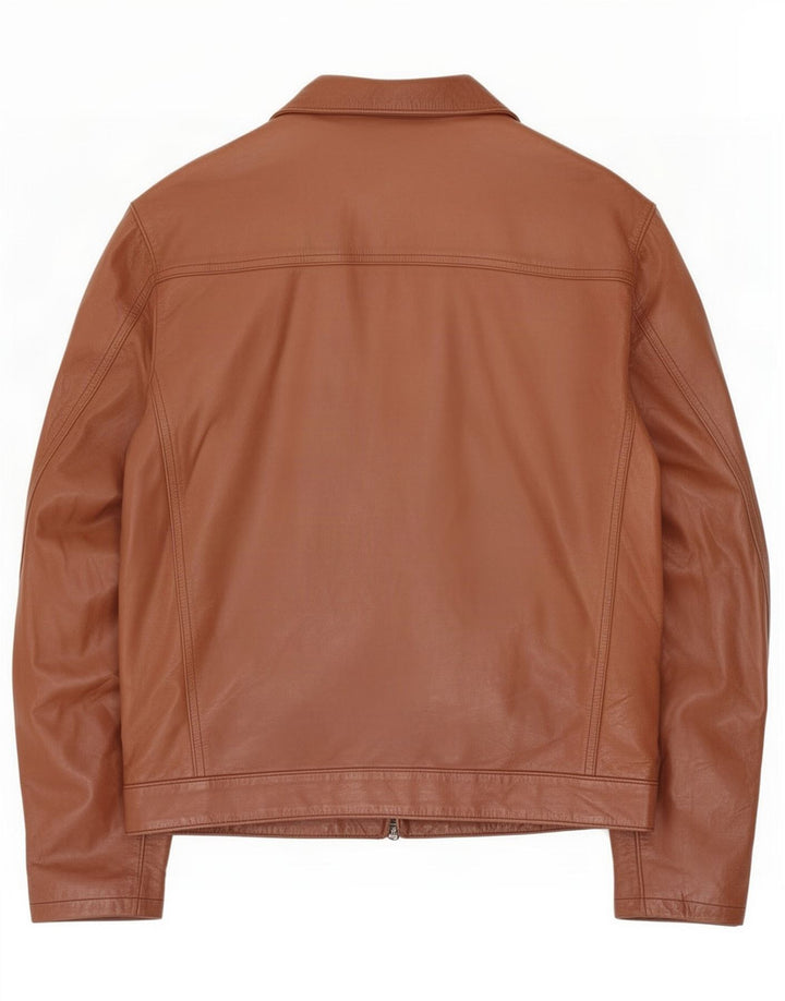 Vintage Herre Læder Utility Jacket IT 50 Large Brown