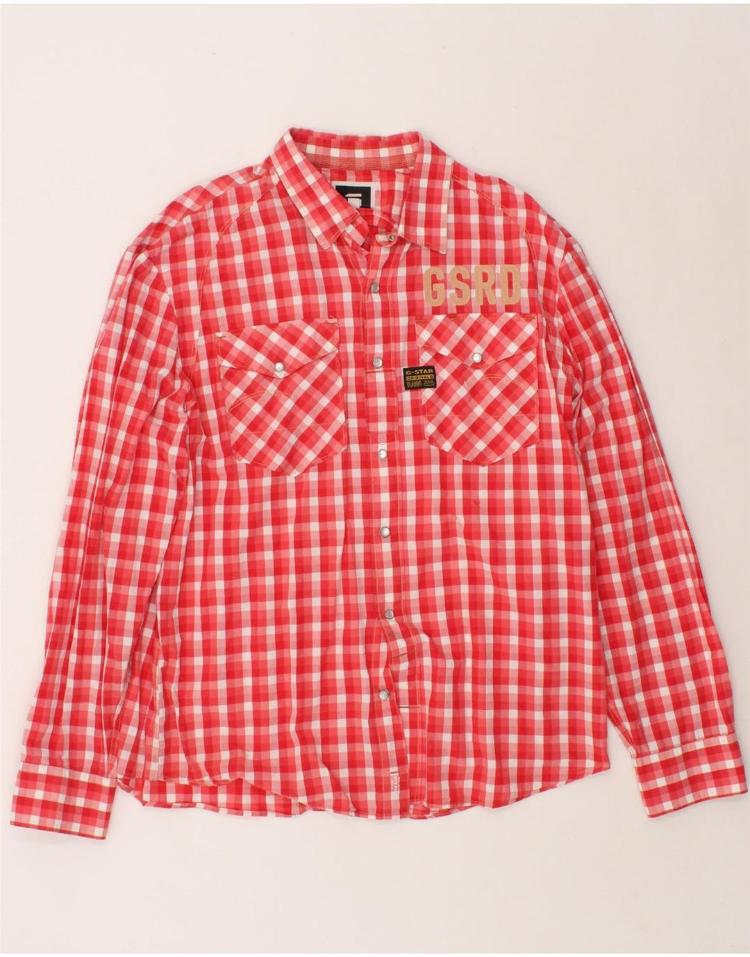 G-STAR Womens Shirt UK 20 2XL Red Gingham Cotton Vintage G-Star and Second-Hand G-Star from Messina Hembry 