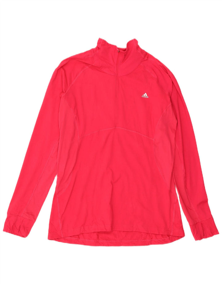 ADIDAS Dame Climalite Pullover med lynlås-hals træningsdragt Top UK 20/22 XL Rød