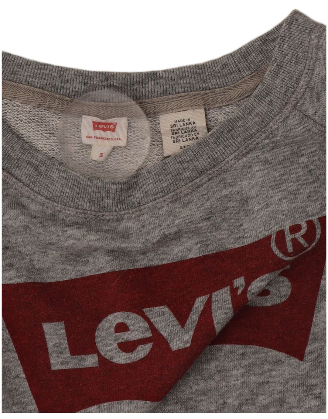 Levi's Womens Oversized Crop Sweatshirt Jumper UK 10 Small Grey Flecked