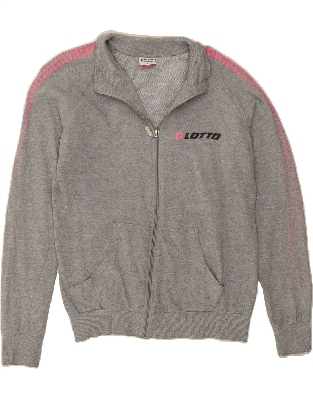 LOTTO Womens Tracksuit Top Jacket UK 14 Medium Grey Cotton Vintage Lotto and Second-Hand Lotto from Messina Hembry 