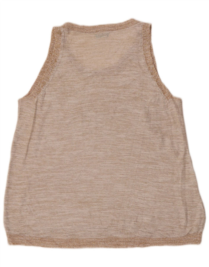 Benetton Dame Vest Tank Top UK 14 Medium Beige Linned