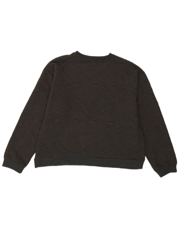 Zara Womens Crop Sweater UK 14 Large Grå Geometrisk Polyester