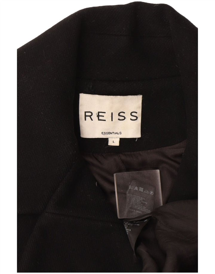 Reiss Dame Overfrakke UK 14 Stor Sort Uld