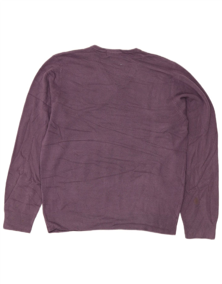 MARKS & SPENCER Herre Blue Harbor V-hals sweater Medium Lilla