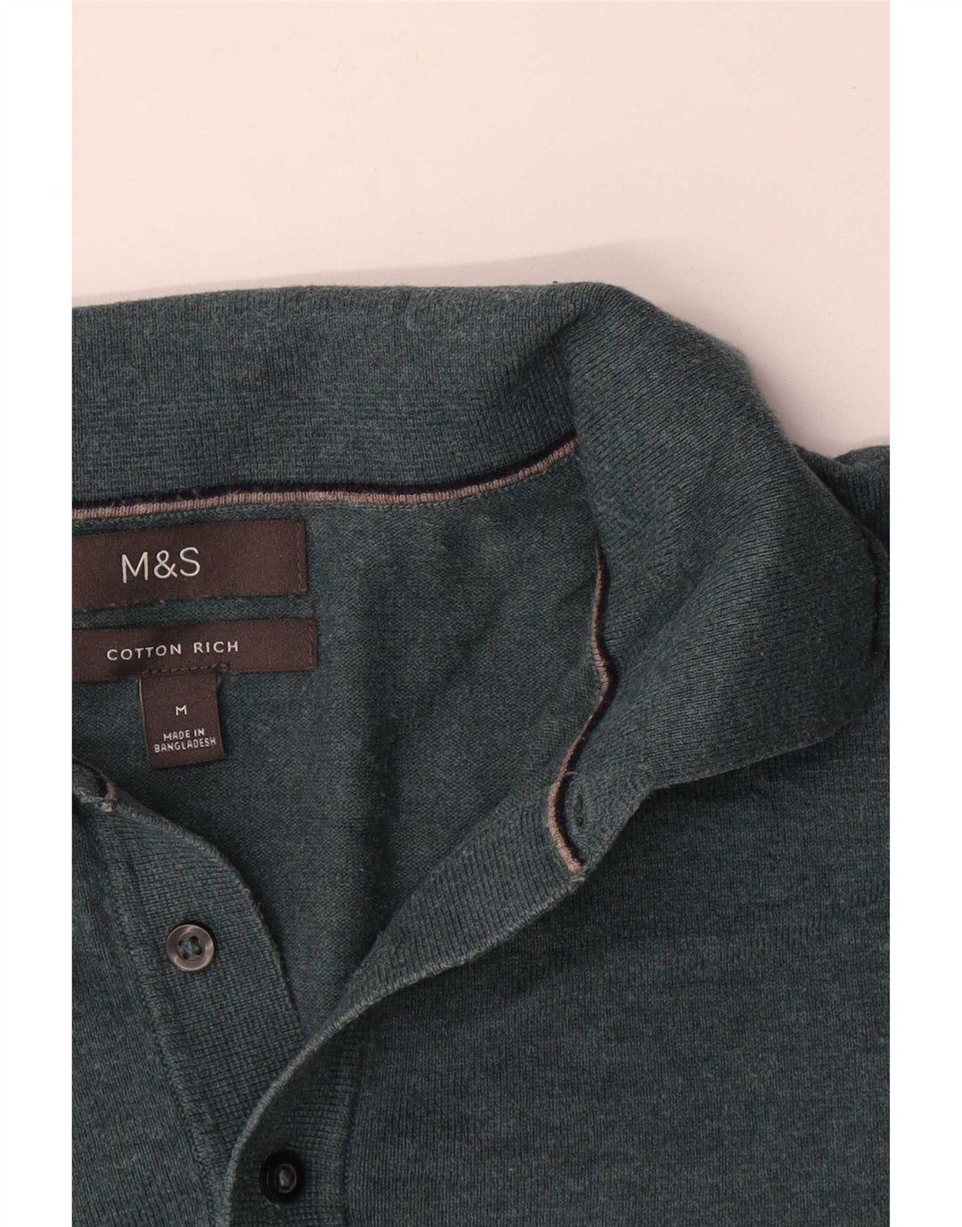 Marks & Spencer Herre Polo Neck Jumper Sweater Medium Grøn Bomuld