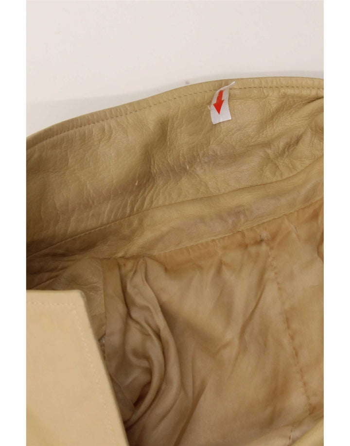 Vintage dame 3-knaps læder blazerjakke IT 44 medium beige læder