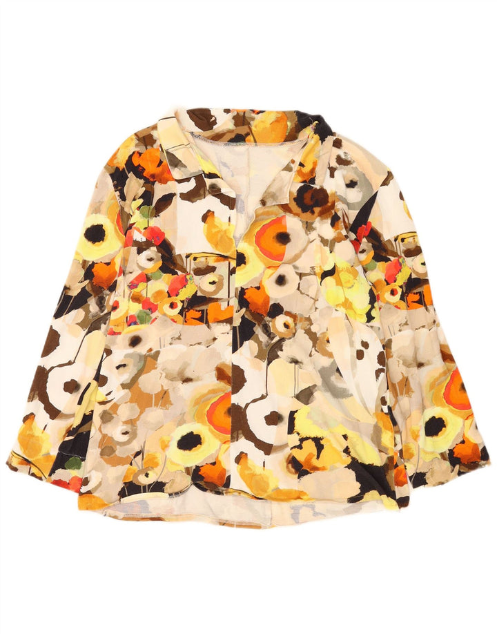 Vintage kvinders abstrakt mønster skjorte bluse UK 16 Large Multicolor