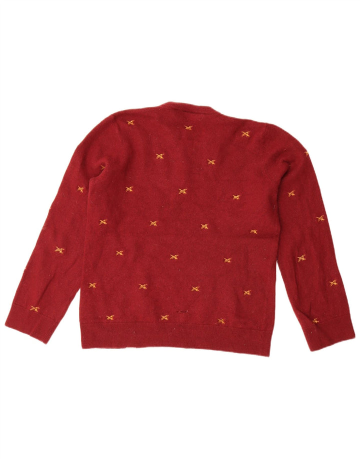 Carhartt kvinders abstrakt mønster rund hals sweater UK 14 stor rød