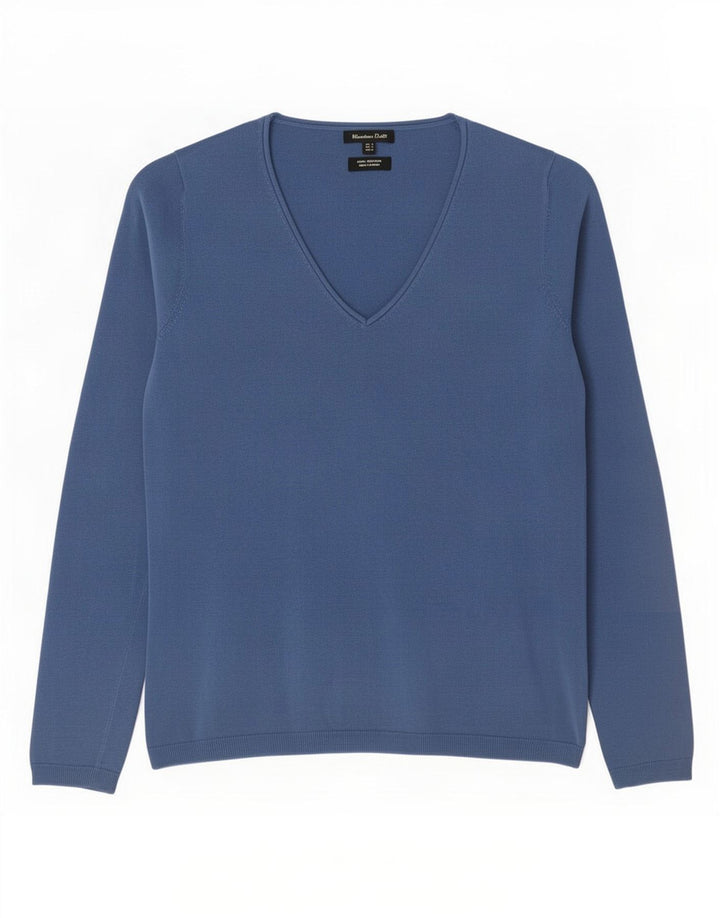 Massimo Dutti Dame V-hals sweater UK 10 Lille Blå Bomuld