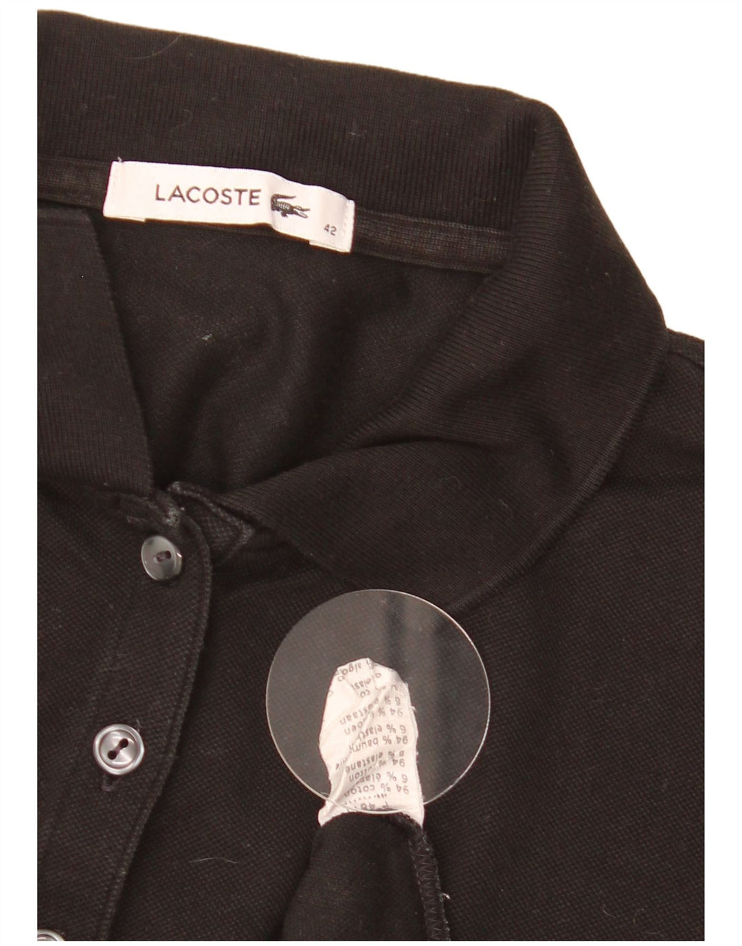 Lacoste Dame Polo Shirt Størrelse 42 Stor Sort Bomuld