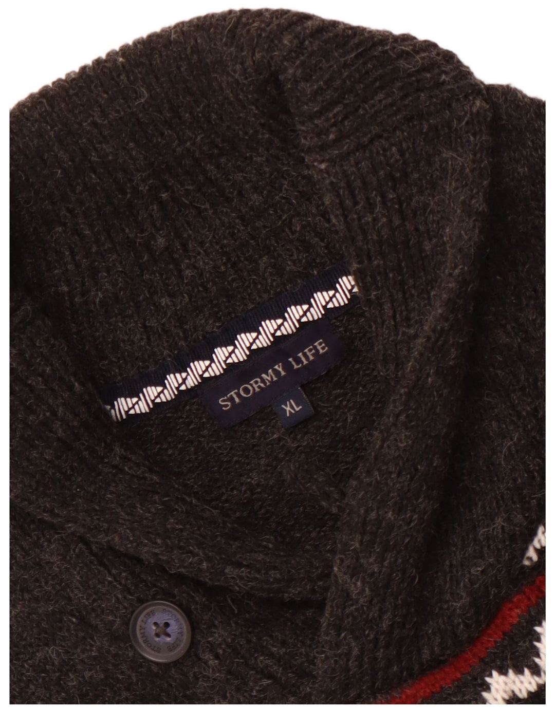 Vintage herre sjal hals sweater medium grå Fair Isle