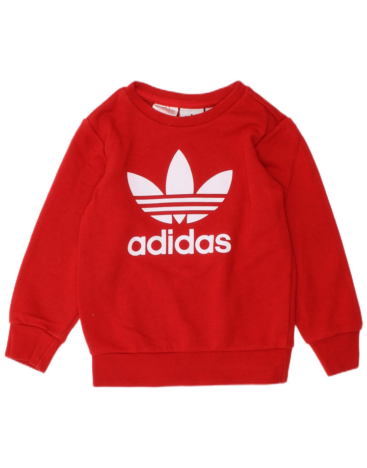 ADIDAS Piger Grafisk Sweatshirt Jumper 2-3 År Rød Bomuld