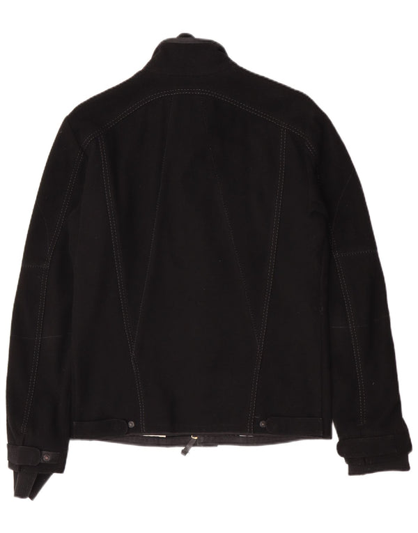Marithe Francois Girbaud Mens Bomber Jacket UK 38 Medium Black Virgin Wool