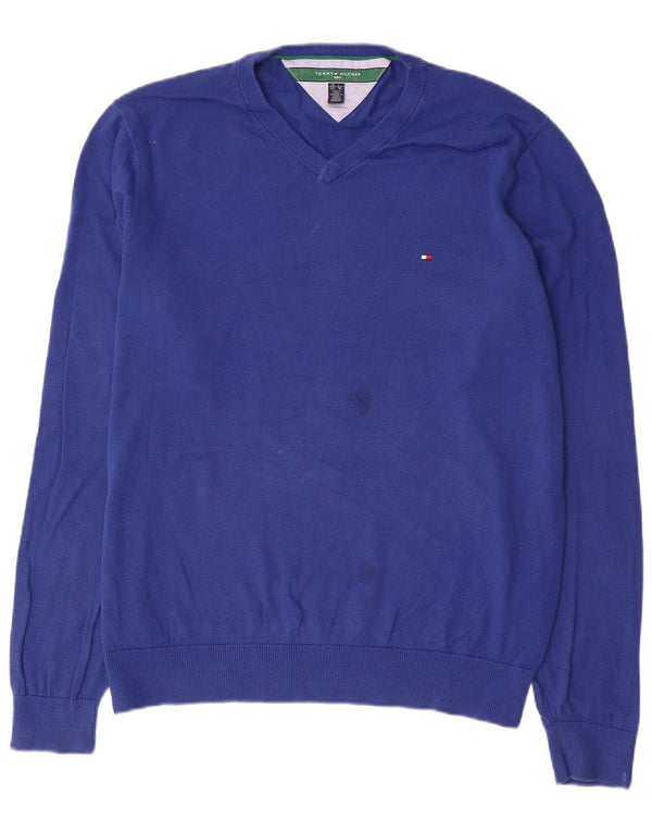 Tommy Hilfiger Herre V-hals sweater XL Blå Bomuld