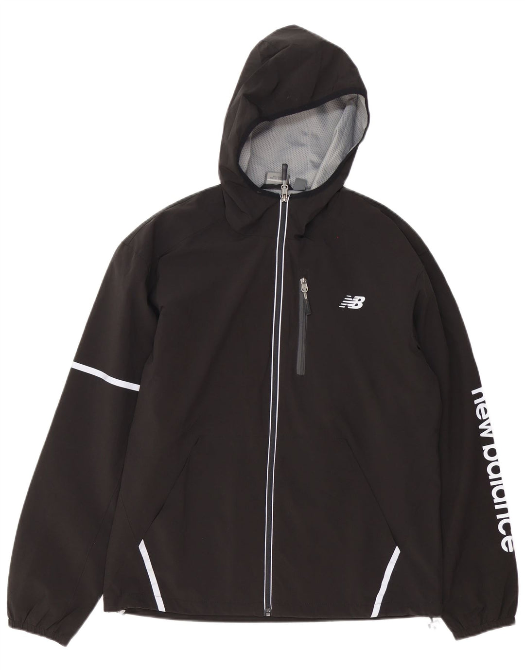 New Balance Herre Grafisk Træningsdragt med hætte Topjakke Medium Sort Polyester