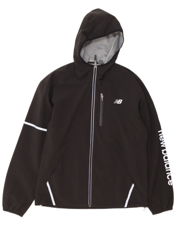 New Balance Herre Grafisk Træningsdragt med hætte Topjakke Medium Sort Polyester