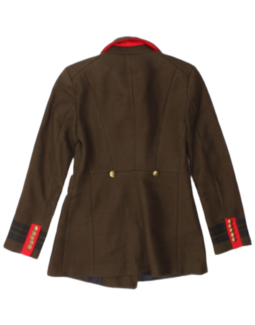 Zara Dame Dobbeltradet Blazer Jacket UK 10 Small Khaki Striped