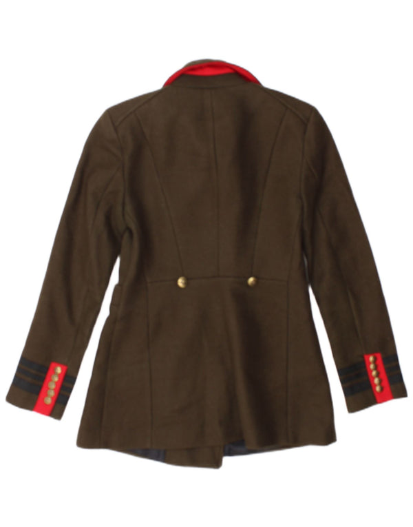 Zara Dame Dobbeltradet Blazer Jacket UK 10 Small Khaki Striped