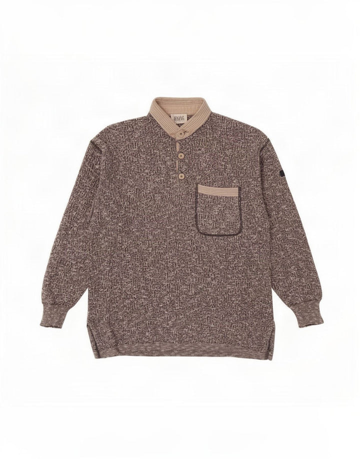 Marz Herre Polo Neck Jumper Sweater IT 50 Medium Grey Flecked Bomuld