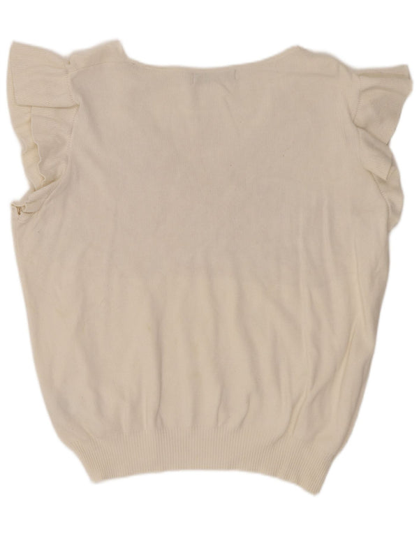 Marks & Spencer Dame ærmeløs bluse Top UK 14 Medium Off White Viscose