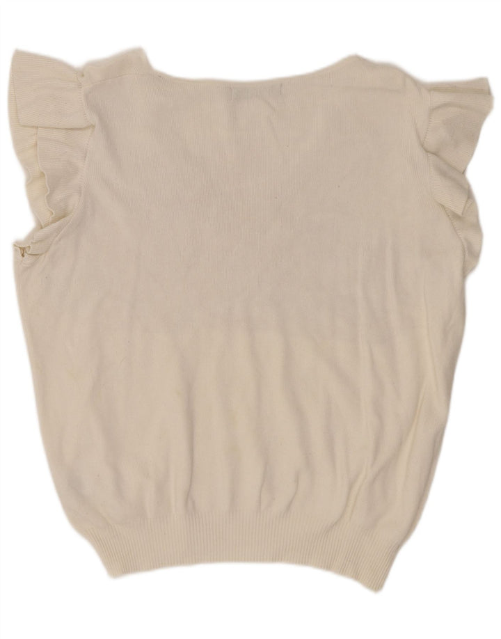 Marks & Spencer Dame ærmeløs bluse Top UK 14 Medium Off White Viscose