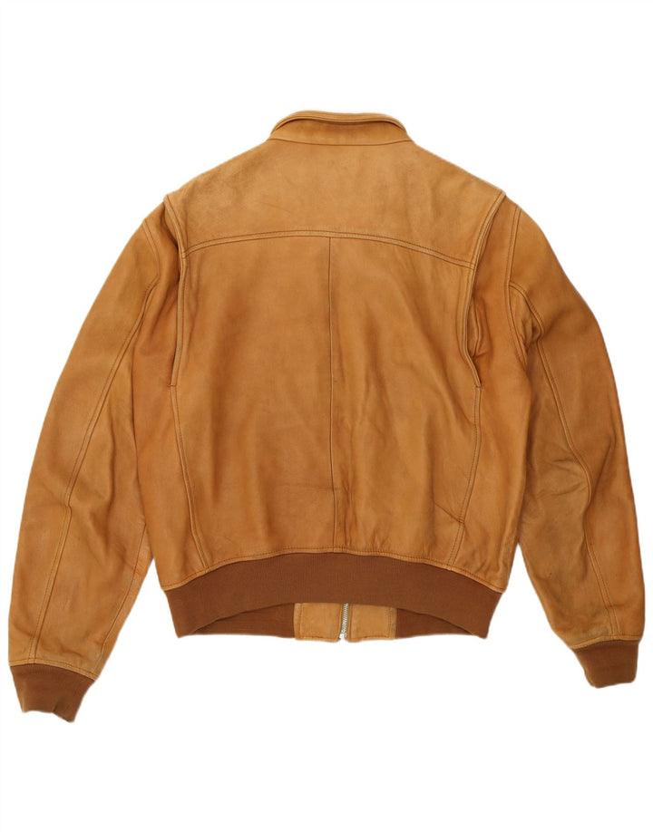 Blauer Læder Bomber Jacket UK 18 XL Brun Læder