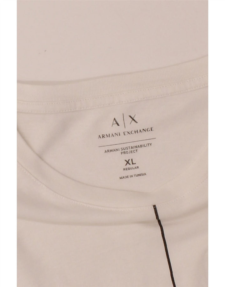 ARMANI EXCHANGE Mens Regular Graphic Top Long Sleeve XL White Cotton Vintage Armani Exchange and Second-Hand Armani Exchange from Messina Hembry 