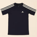 ADIDAS Boys Aeroready T-Shirt Top 7-8 Years Navy Blue Polyester