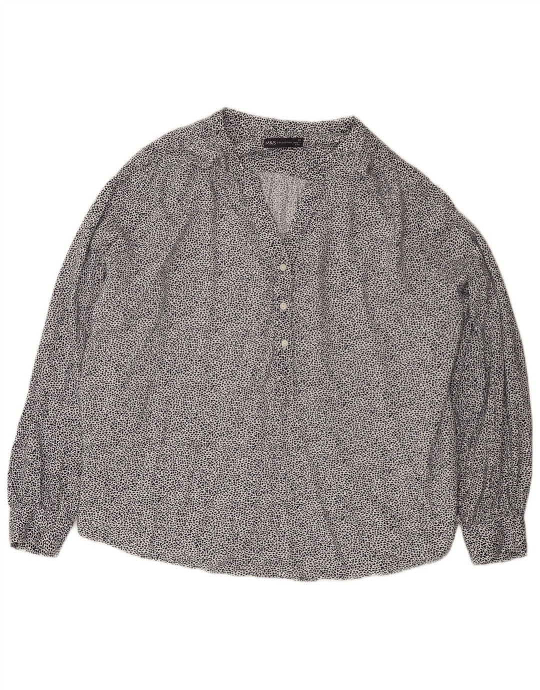 Marks & Spencer Dame Pullover Shirt Bluse UK 20 2XL Hvid Animal Print